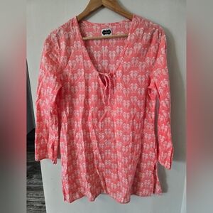 Mud Pie cover up salmon pink color with sea horses size Small beach cover up